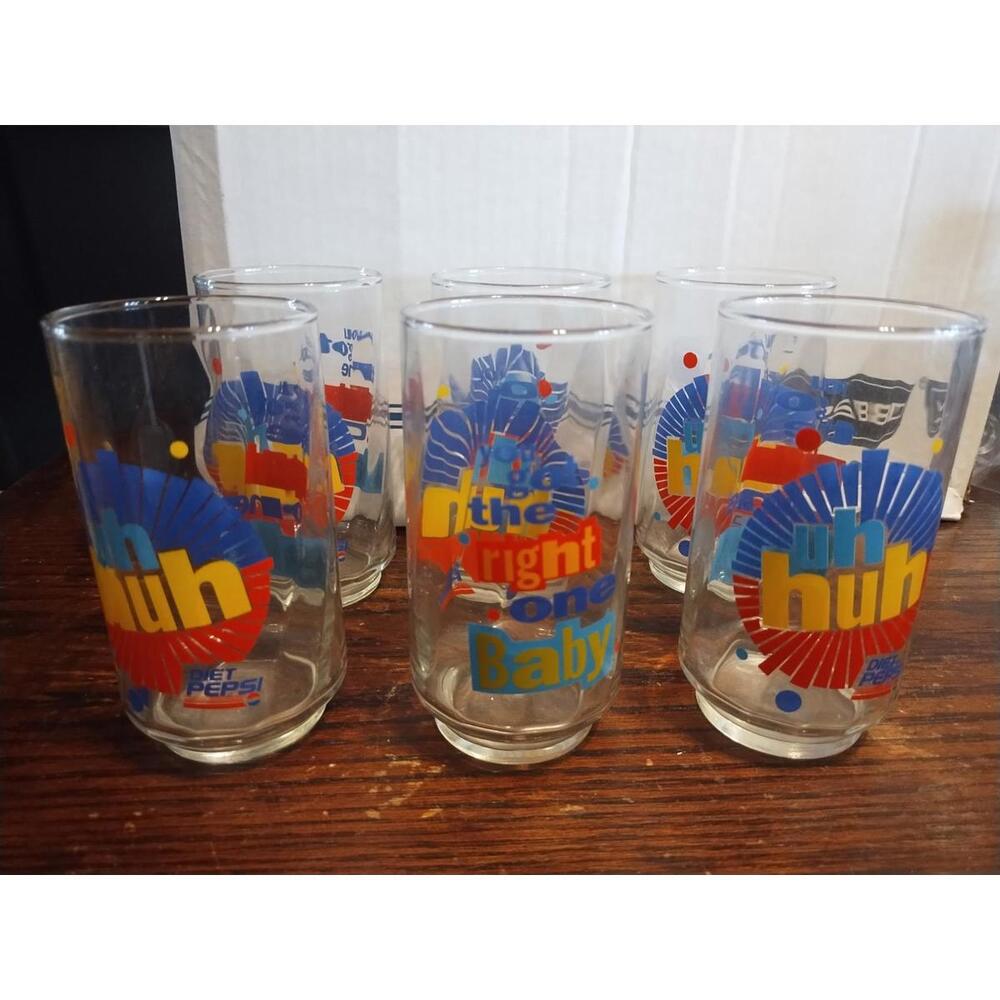 VINTAGE Diet Pepsi "You got the right one Baby.. Uh Huh" cup lot of 6